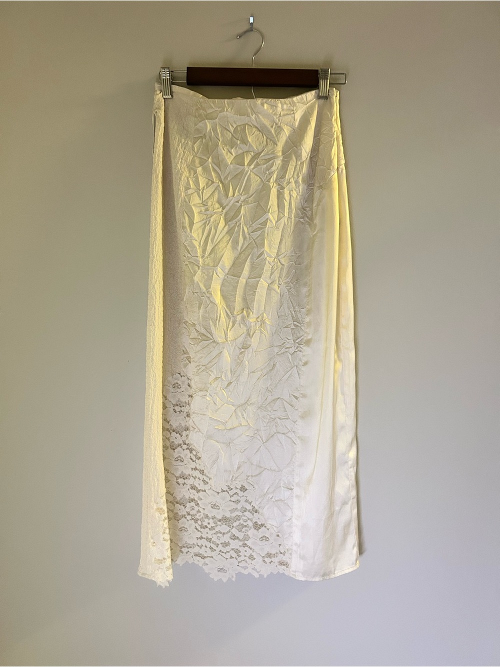Topshop Cream Lace Panel Midi Skirt